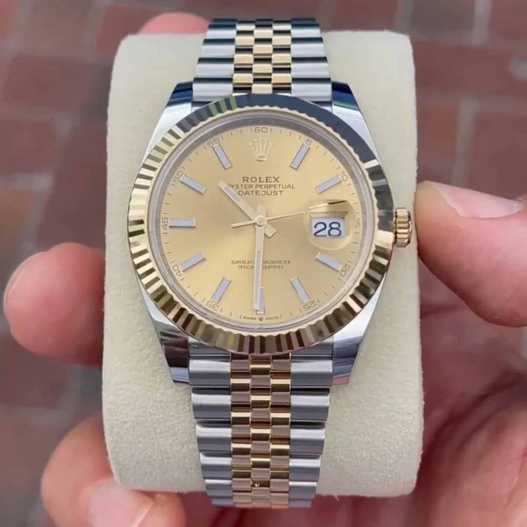 Role_x Datejust Gold Silver Gold Dial Metal Watch